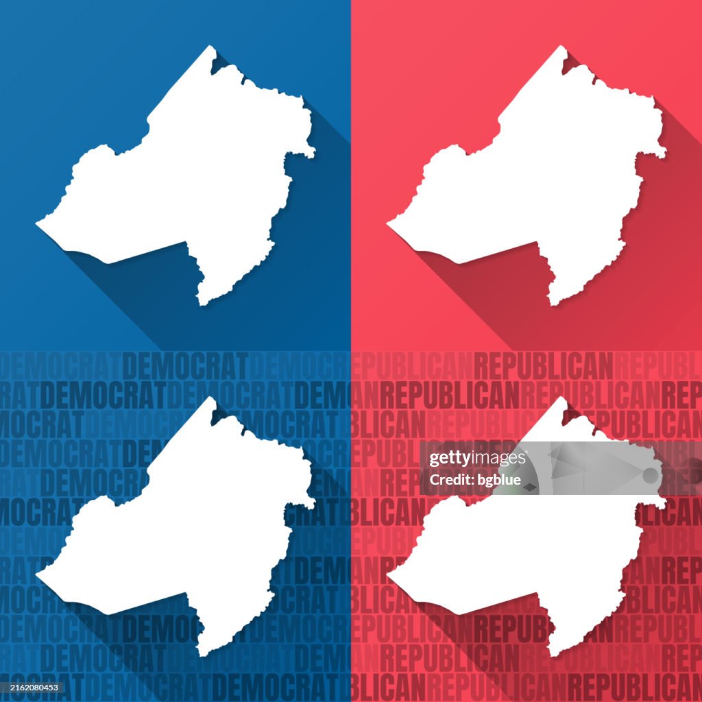 Morris County, New Jersey. Maps on blue and red backgrounds