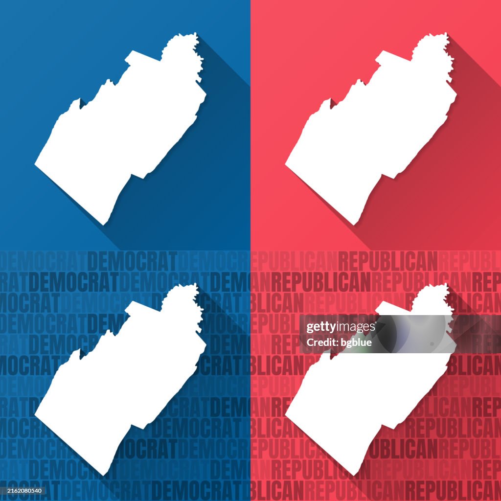 Shenandoah County, Virginia. Maps on blue and red backgrounds