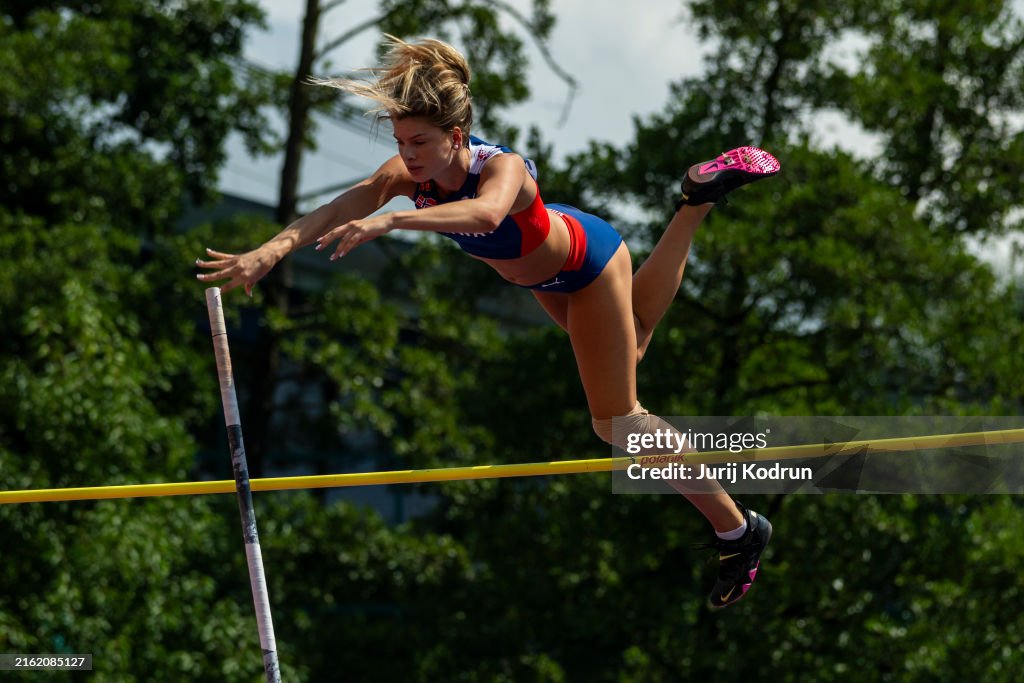 Embla Matilde Njerve of Norway competes in Women's Pole Vault during