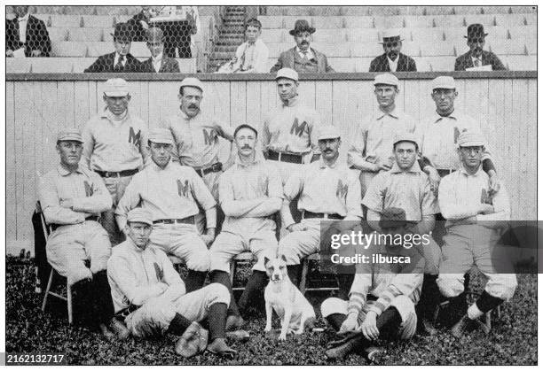 antique photograph of baseball team: montreal baseball club 1898 - baseball stock illustrations