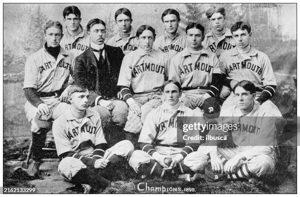 antique photograph of baseball team: dartmouth college baseball club 1898 - dartmouth college stock illustrations