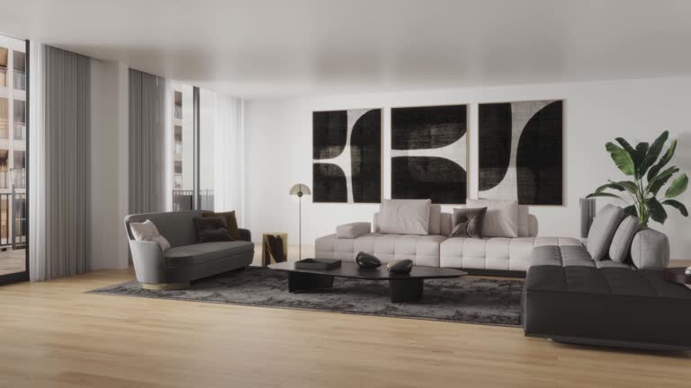 3d video rendering footage contemporary interior modern design 동영상 ...