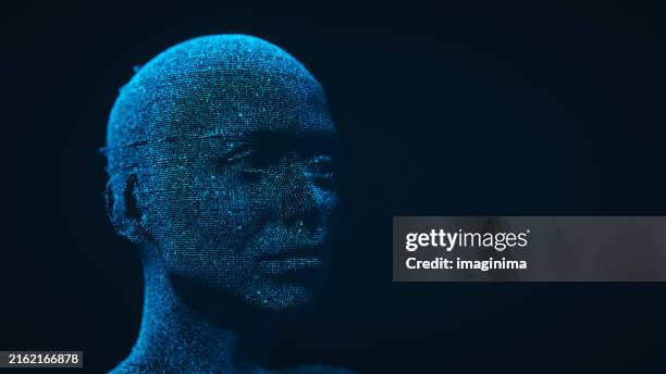hologram human head - ai chatbot abstract background - human face wire stock pictures, royalty-free photos & images