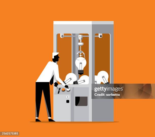 ilustrações, clipart, desenhos animados e ícones de jogo de garra - lâmpada - empresário - machinery