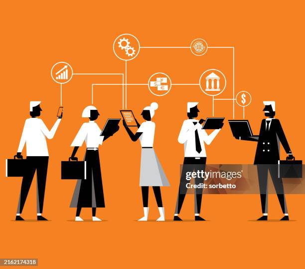 working together online - business team - flexible technology stock illustrations
