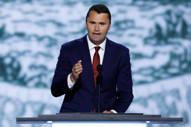 Of Turning Point USA Charlie Kirk speaks on stage on the first day of the Republican National Convention at the Fiserv Forum on July 15, 2024 in...
