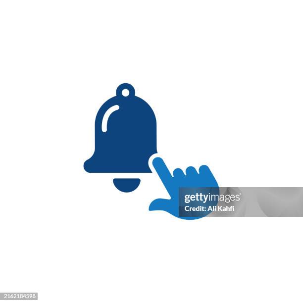 subscribe bell glyph icon. solid icon that can be applied anywhere, simple, pixel perfect and modern style - hand on computer mouse stock illustrations