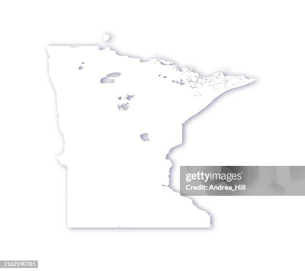 minnesota, united states map with a soft drop shadow vector map - 3d drop shadow stock illustrations