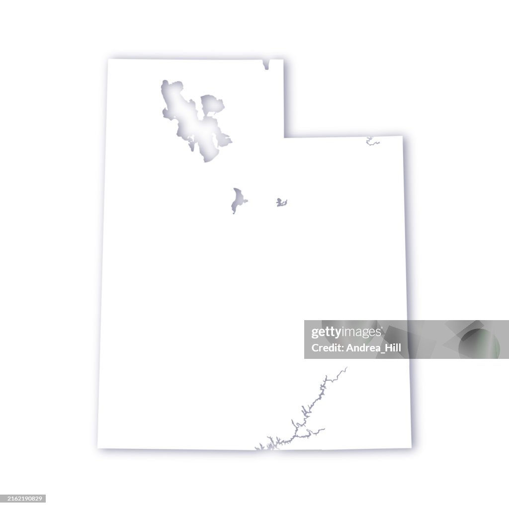 Utah, United States Map with a Soft Drop Shadow Vector Map