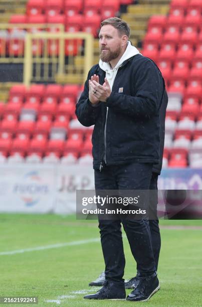 Gateshead manger Rob Elliot during a pre season friendly between Gateshead FC and Sunderland AFC at Gateshead International Stadium on July 13, 2024...