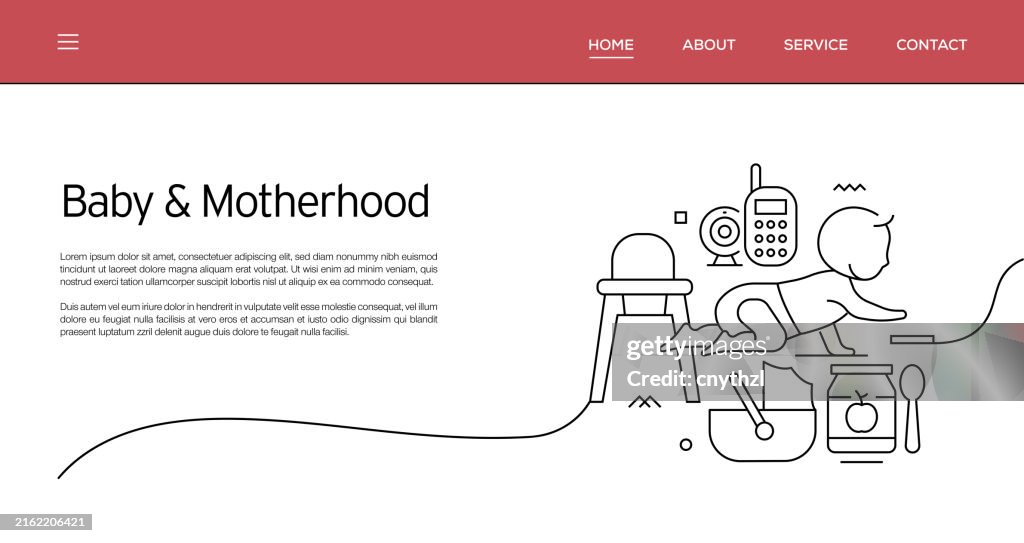 Vector Set of Illustration Babies and Motherhood Concept. Line Art Style Background Design for Web Page, Banner, Poster, Print etc. Vector Illustration.