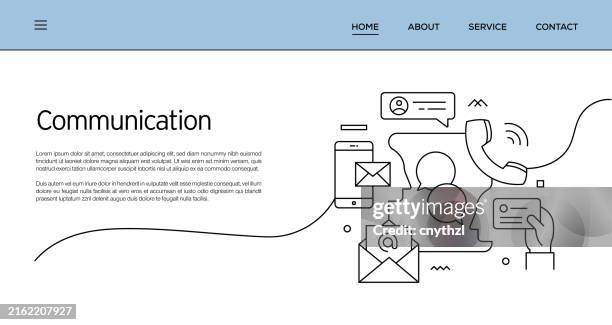 vector set of illustration communication concept. line art style background design for web page, banner, poster, print etc. vector illustration. - iphone text bubble vector stock illustrations