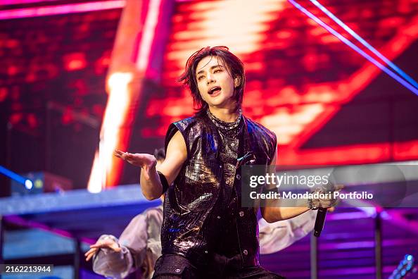 Stray Kids Rapper South Korean band Stray Kids performs in concert at Idays. Milan ...