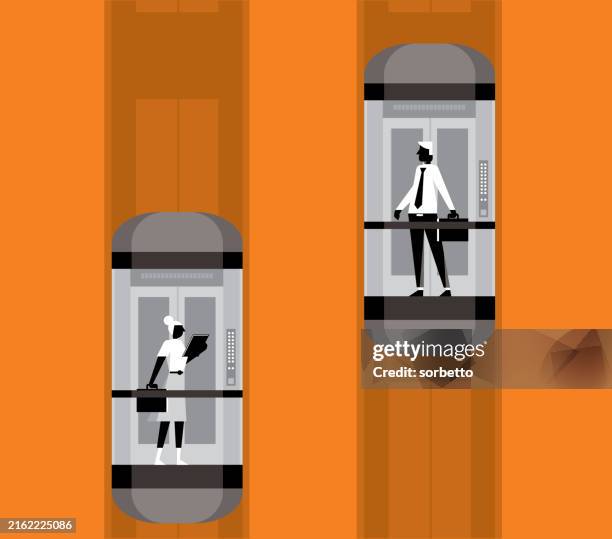 raise and fall - office elevator stock illustrations