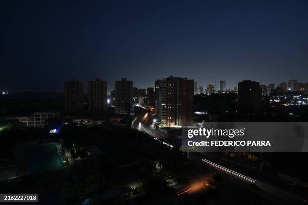 View of Maracaibo city during a partial power cut in Maracaibo, Zulia State, Venezuela, taken on July 10, 2024. A putrid smell hangs over the...