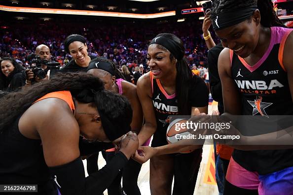 Ashley Reece Wnba Angel Reese of Team WNBA celebrates after the game against the USA ...