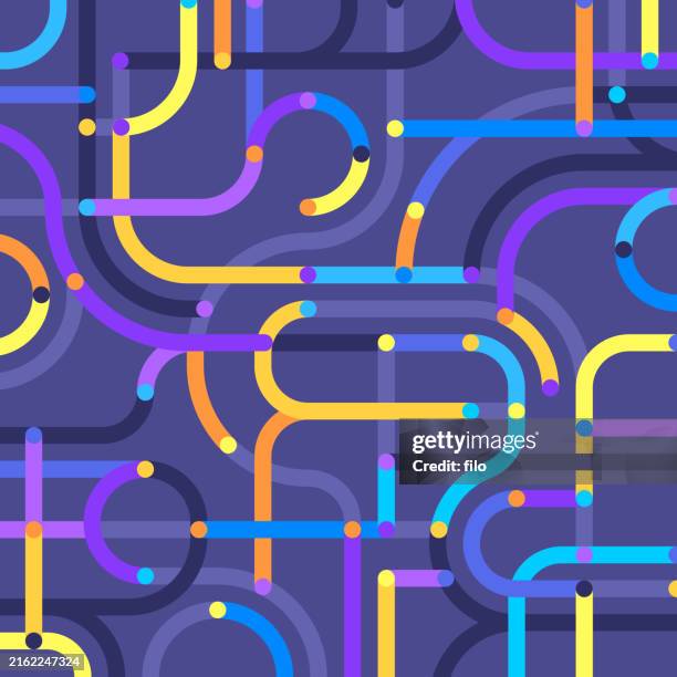 ilustraciones, imágenes clip art, dibujos animados e iconos de stock de circuito moderno ruta de conexión de red ai inteligencia artificial líneas fondo - mapa de carretera