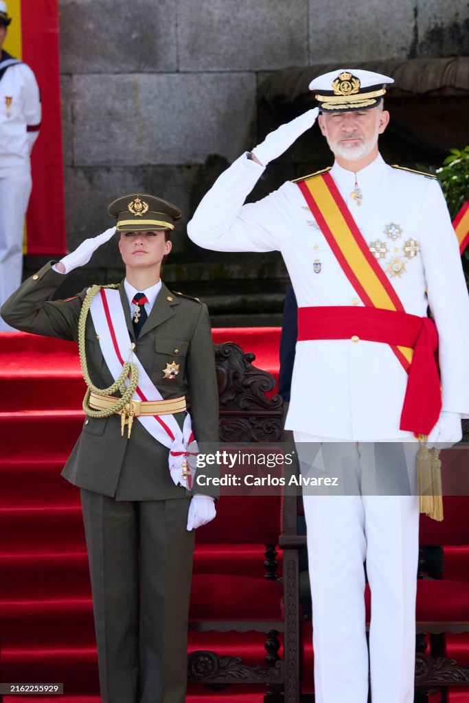 Spanish Royals Attend a Military Event In Pontevedra