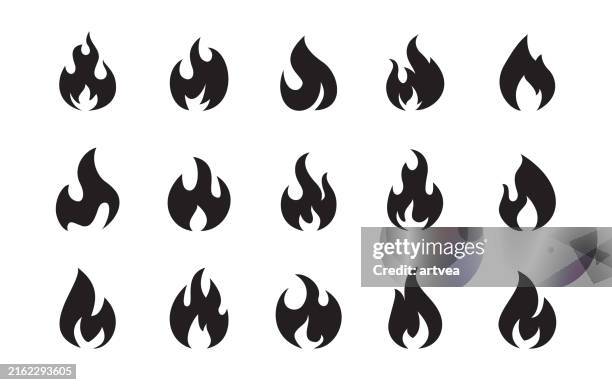 feuer flamme symbol symbol des feuers - brennbar stock-grafiken, -clipart, -cartoons und -symbole