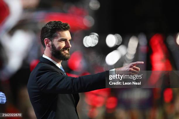 Young Republican National Federation Chairman Hayden Padget appears on stage on the second day of the Republican National Convention at the Fiserv...