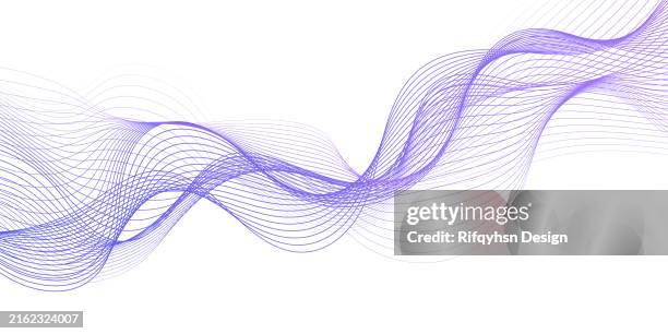 blue and purple wave lines flowing dynamic abstract background. modern design element for banner border decor, isolated on white background. - amplifier stock illustrations
