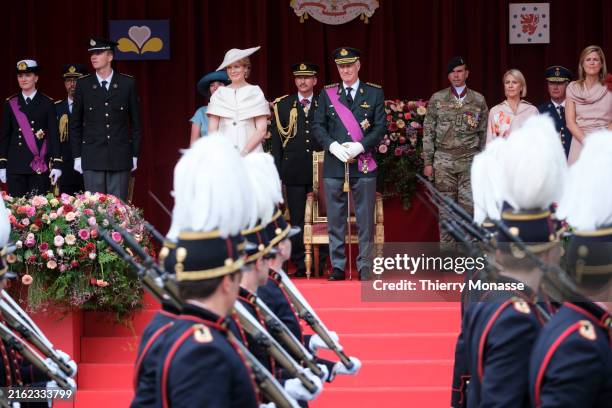 Belgium Princess Eleonore, the Belgium Prince Emmanuel, Belgium Queen Mathilde d'Udekem d'Acoz, King Philippe of Belgium, the Major General, head of...