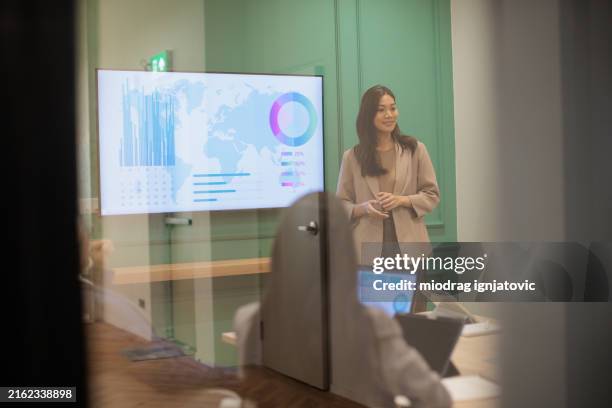 businesswoman is giving a presentation - market research stock pictures, royalty-free photos & images