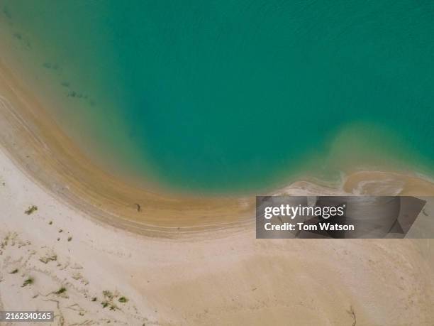 aerial view of crab island beach, cape york, australia with crocodiles - crocs beach stock pictures, royalty-free photos & images