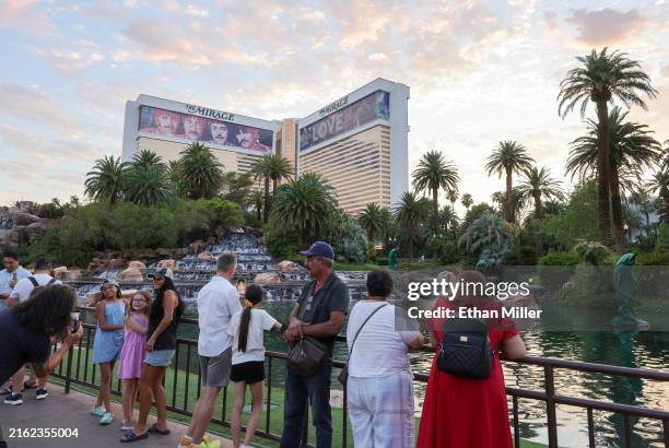 An exterior view shows The Mirage Hotel & Casino on July 16 in Las Vegas, Nevada. Hard Rock International will close the resort on July 17 to begin a...