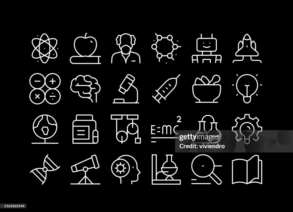 Science Line Icon Set. Editable Stroke. Pixel Perfect.