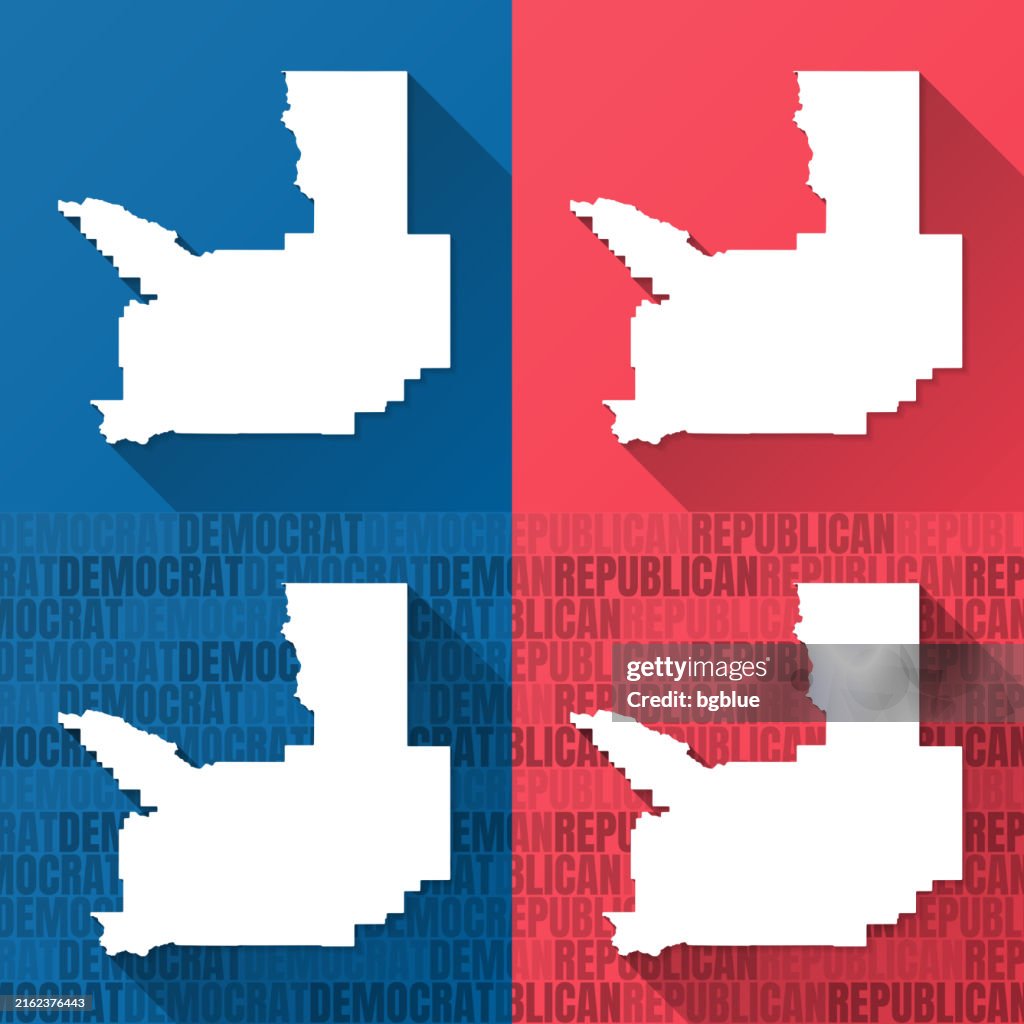 Missoula County, Montana. Maps on blue and red backgrounds