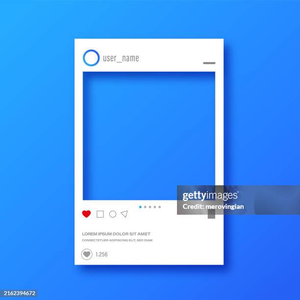 ilustraciones, imágenes clip art, dibujos animados e iconos de stock de marco de fotos para diseños de redes sociales. marco de plantilla de publicación. inserta tu imagen - medios sociales basados en imágenes