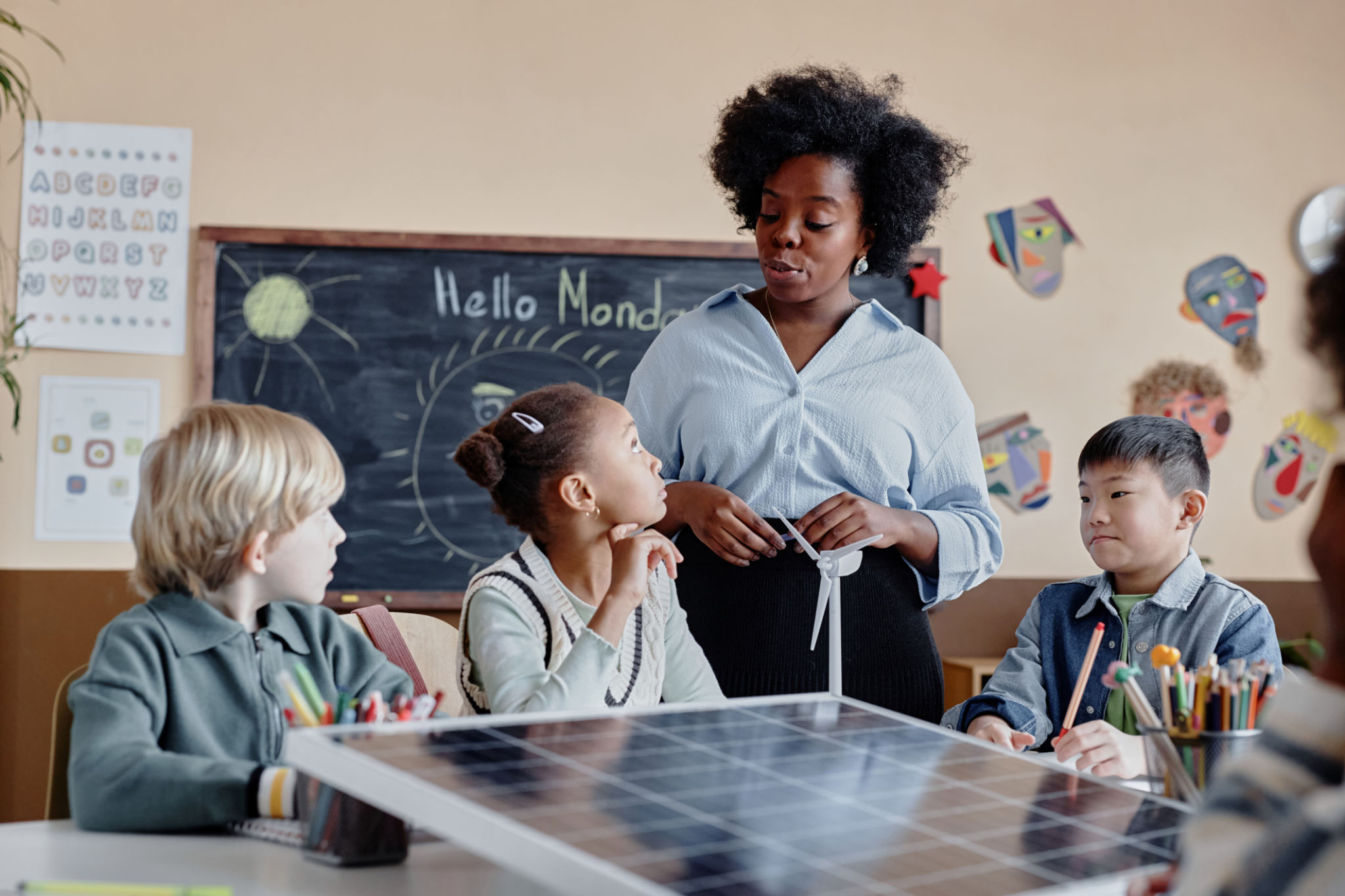 students solar panels