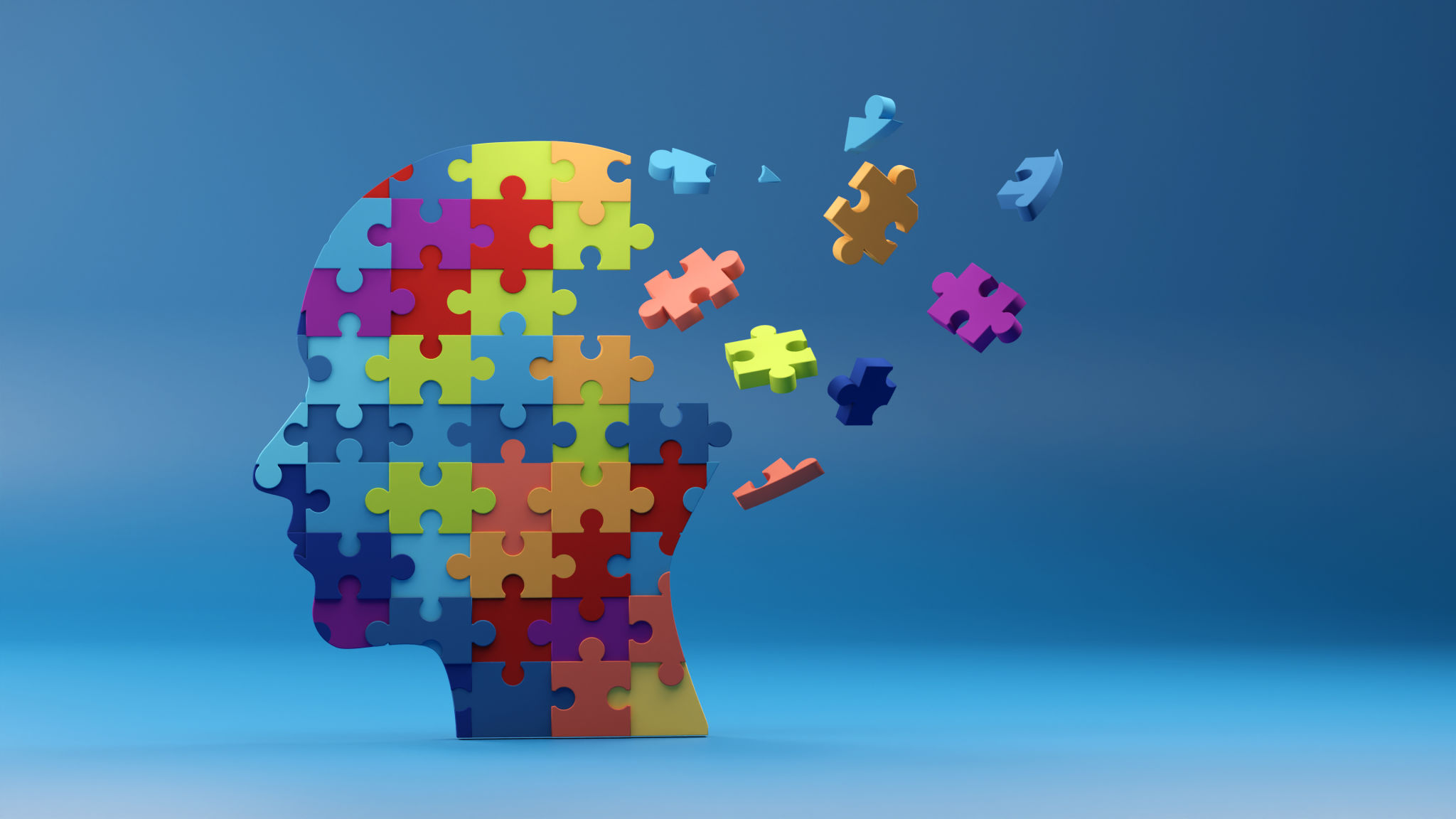 Human head profile and jigsaw puzzle. 3d render Human head profile and jigsaw puzzle. 3d render