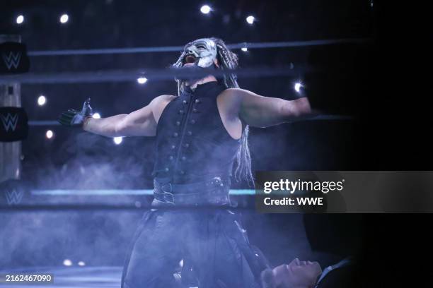 Uncle Howdy in ring during Monday Night RAW at Resch Center on July 22, 2024 in Green Bay, Wisconsin.