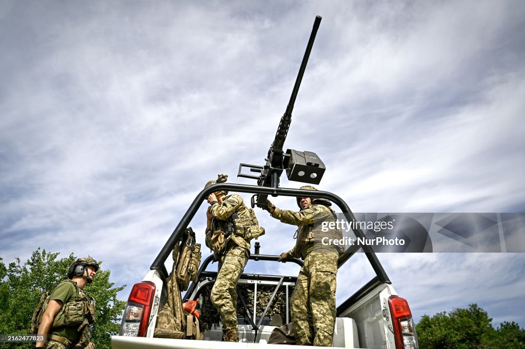 AFU soldiers practice shooting from Browning M2 in Zaporizhzhia region
