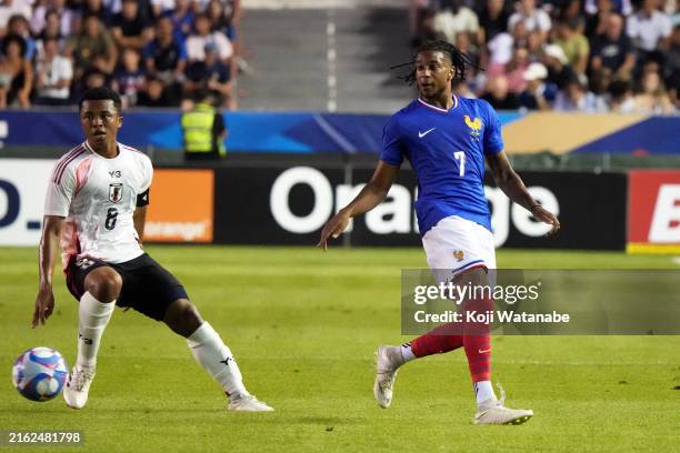 Michael Olise of France in action during the U-23 international friendly between France and Japan at Stade Mayol on July 17, 2024 in Toulon, France.