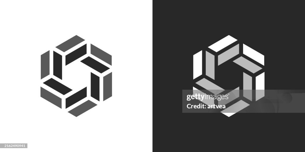 Geometric Hexagon Icons Design Element
