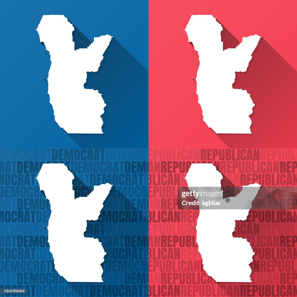 Curry County, Oregon. Maps on blue and red backgrounds