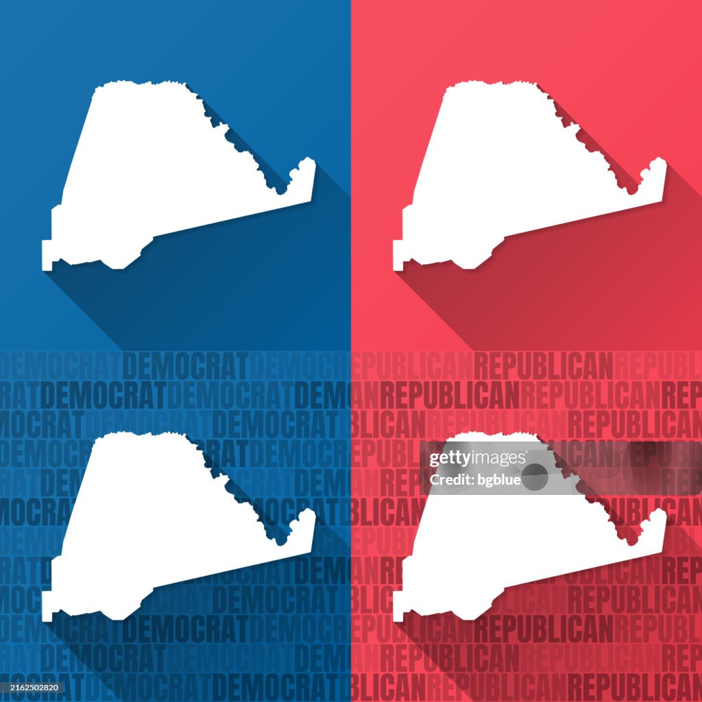 Ascension Parish, Louisiana. Maps on blue and red backgrounds