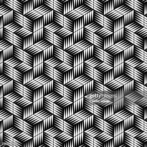 triangles covering sides forming cubes, pattern - three objects triangle stock illustrations