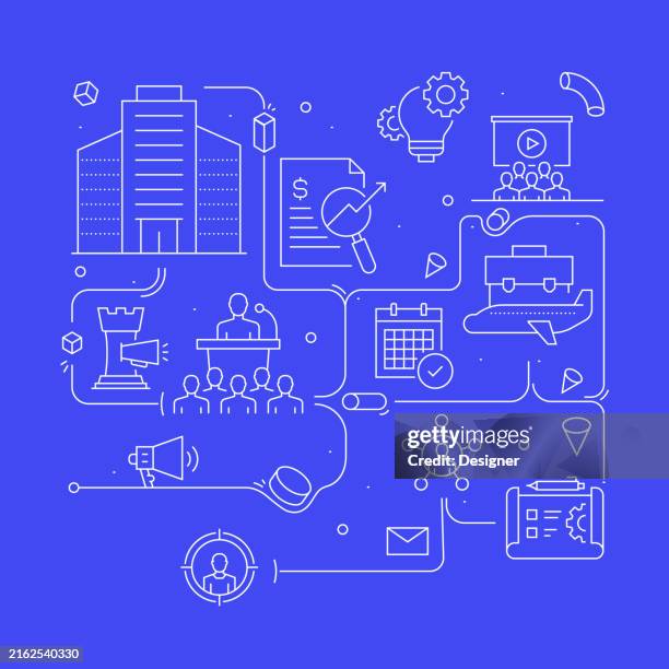 modern business related line style banner design for web page, headline, brochure, annual report and book cover - user acquisition stock illustrations