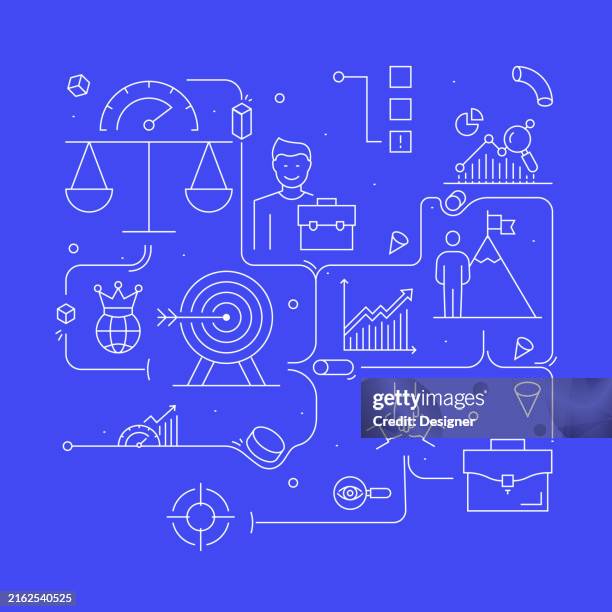 performance management related line style banner design for web page, headline, brochure, annual report and book cover - urgency vector stock illustrations