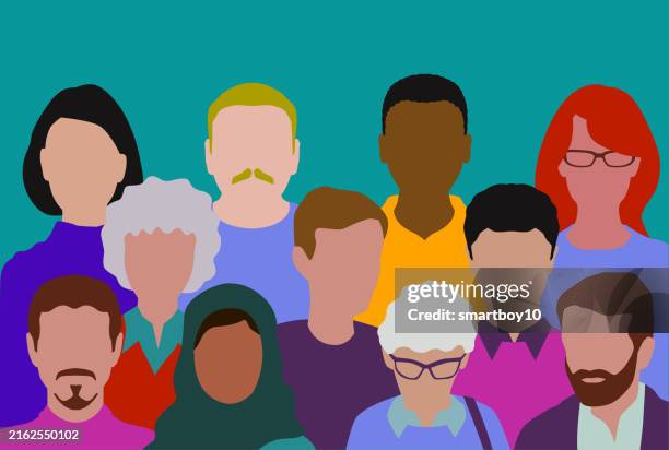 stockillustraties, clipart, cartoons en iconen met diverse group of people - demografie