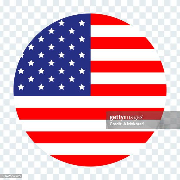 ilustrações de stock, clip art, desenhos animados e ícones de american flag in circular shape on transparent background. - bandeira dos estados unidos da américa