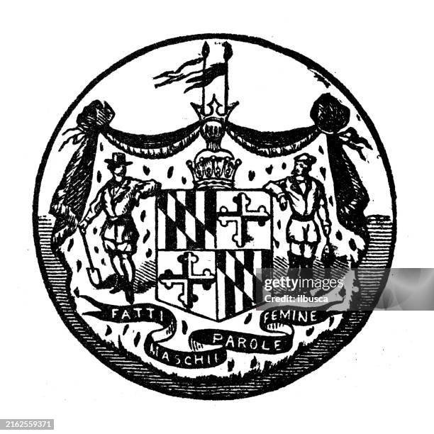 ilustrações de stock, clip art, desenhos animados e ícones de seal of usa states: maryland - maryland estado