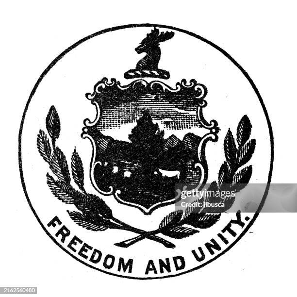 seal of usa states: vermont - vermont state flag stock illustrations