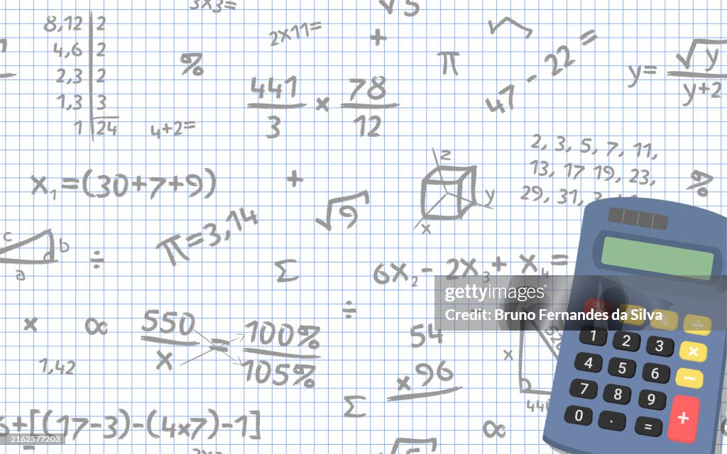 Math Design Layout Calculator On Squared Paper Sheet With Mathematical ...