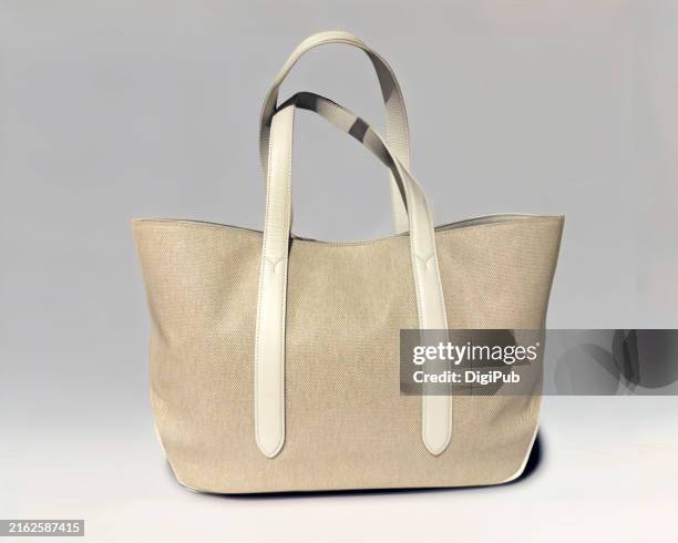 elegant beige canvas tote bag - lanière objet manufacturé photos et images de collection