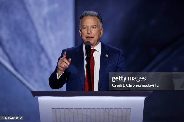 Businessman Steven Witkoff speaks on stage on the fourth day of the Republican National Convention at the Fiserv Forum on July 18, 2024 in Milwaukee,...